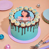 Edible Image Photo Cake by Crumbs & Doilies with custom photo, chocolate drip, and buttercream decoration.